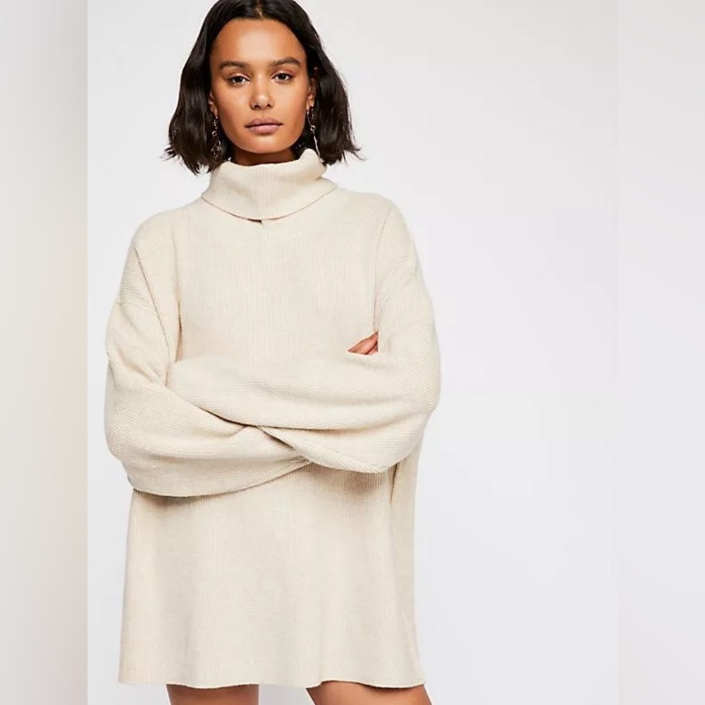 Free People Softly Structured Knit Tunic 2024 Size Large Turtle Neck Oversized